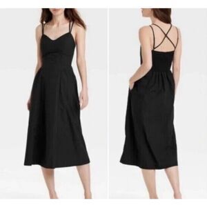 A New Day NWT black corset Aline cross back dress size small